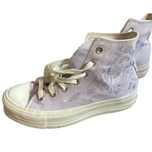 Converse Lilac, Floral Embroidered, Platform, High Top Sneakers- 7